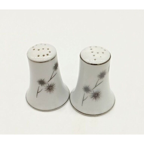 Vintage Creative Platinum Fine China Atomic Starburst Salt & Pepper Shaker Set - Picture 1 of 6
